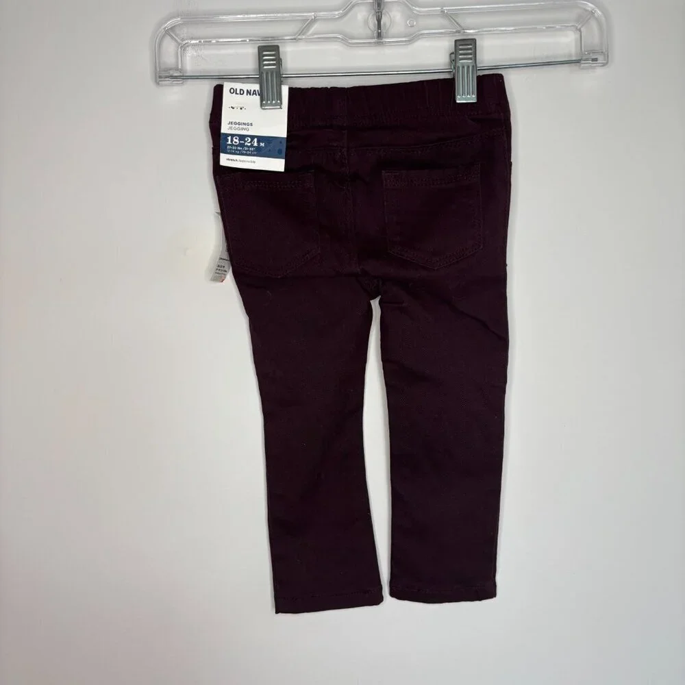 OLD NAVY NEW Jeggings Baby FGirl 18-24 Months Burgundy Stretch Elastic